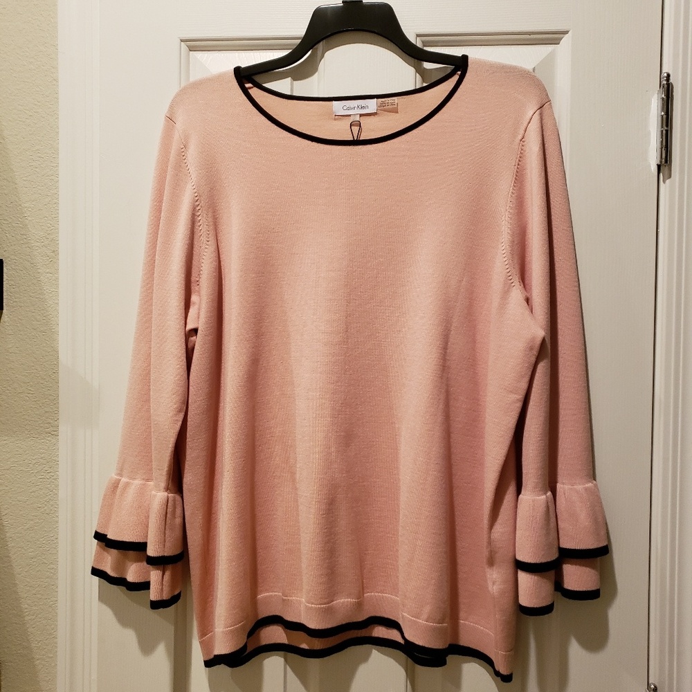 Calvin Klein Pink Bell Sleeves Sweater Plus Size